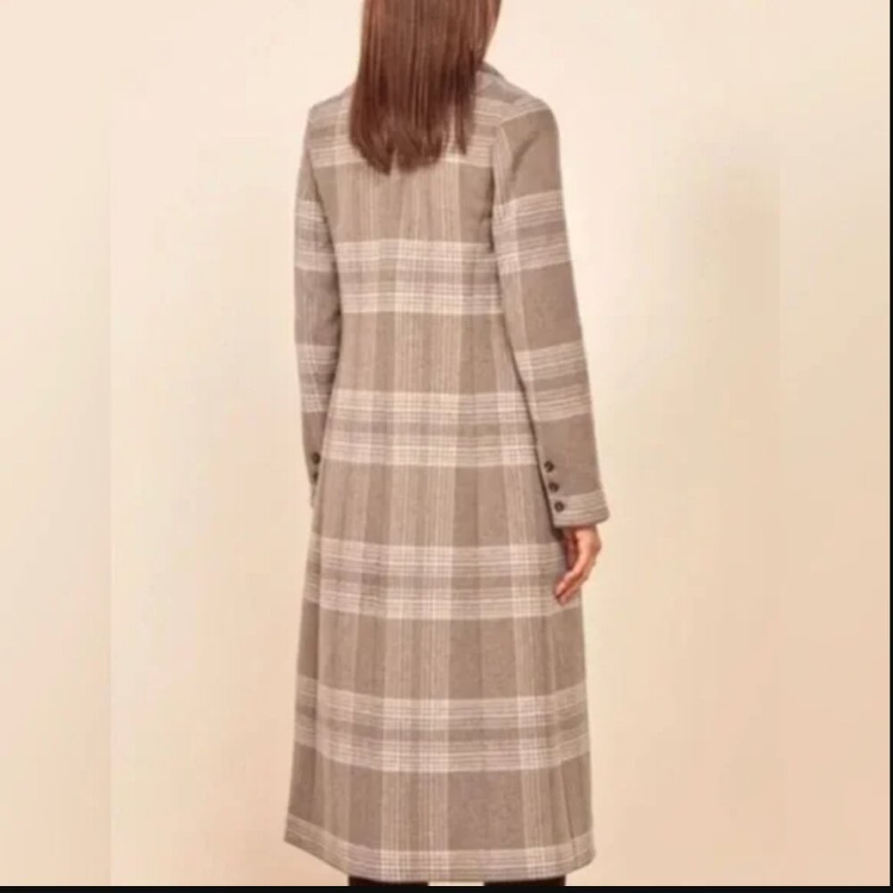 Reformation York Plaid Long Maxi Wool Coat XS - Picture 8 of 8